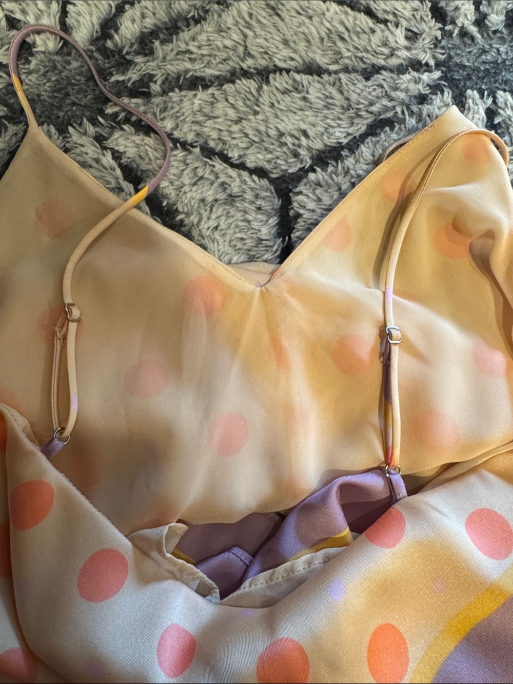 Zara Satin Orange & Purple Polka
Dot Open Back Cami Top sz M - Picture 5 of 5